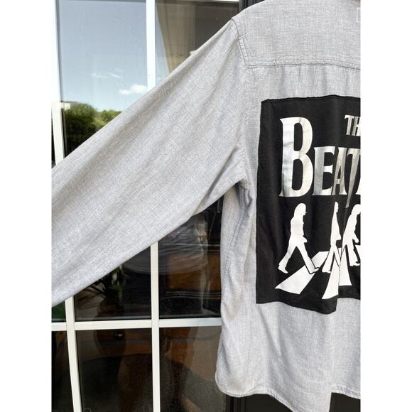 Zombie Killer Designs The Beatles Shirt XL Gray Chambray Button Down Long Sleeve - Picture 8 of 10